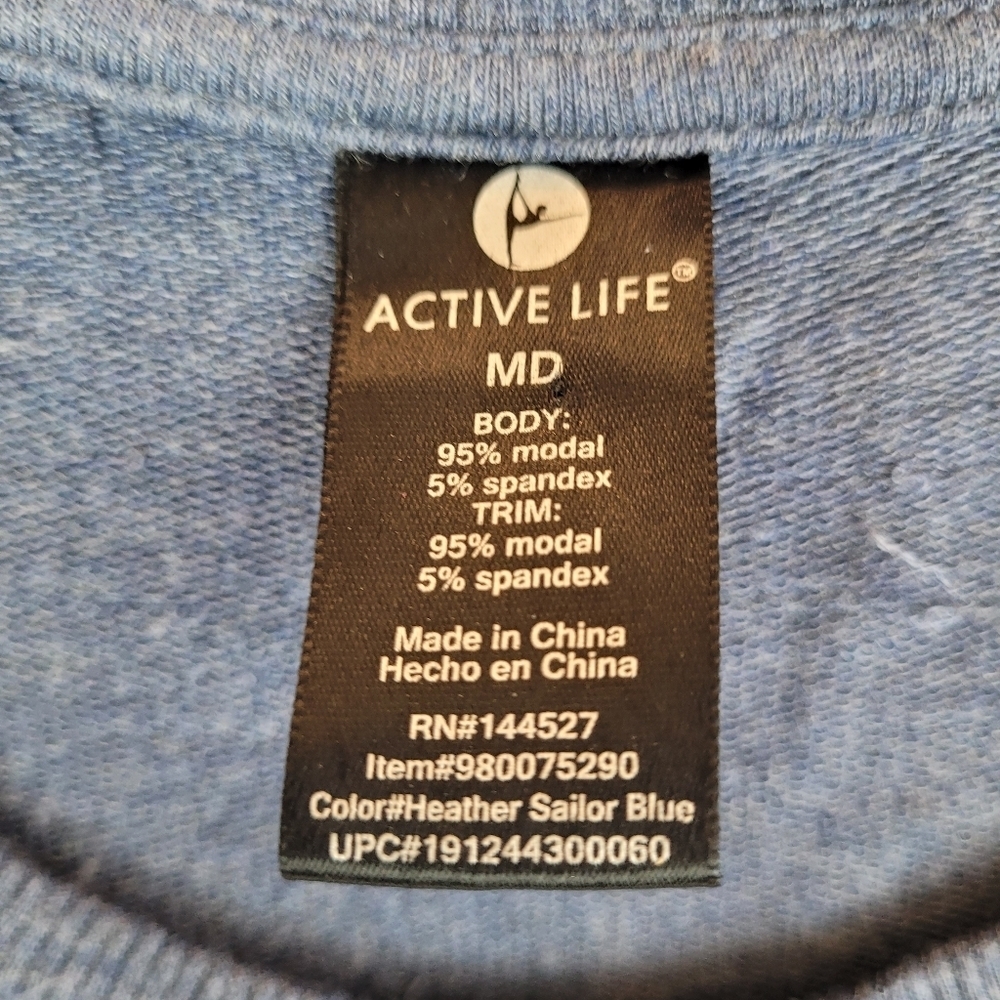 Active Life scoop neck cap sleeves athletic athleisure denim blue dress sporty M - Picture 8 of 8